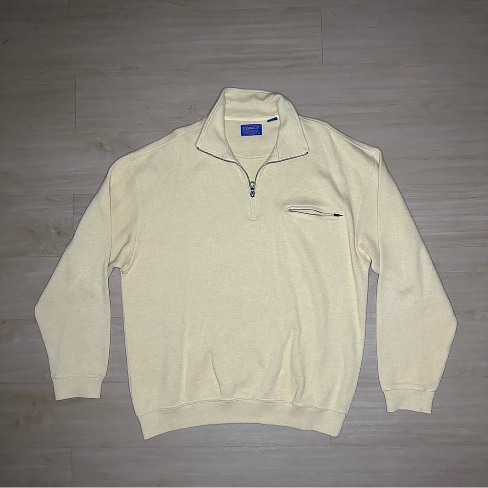 Vintage Pendleton Sweater Mens Large Yellow Quarter Zip Pullover